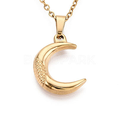 304 Stainless Steel Pendant Necklaces NJEW-T018-41G-1