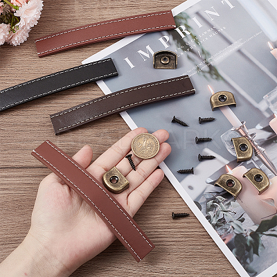 6 Sets 3 Colors PU Leather Drawer Handles DIY-GF0006-72-1