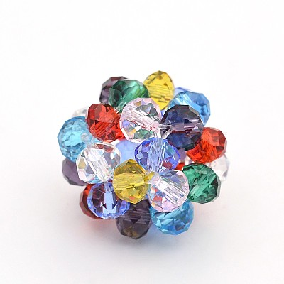 Transparent Glass Crystal Beaded Round Beads GLAA-A034-8mm-A14-1