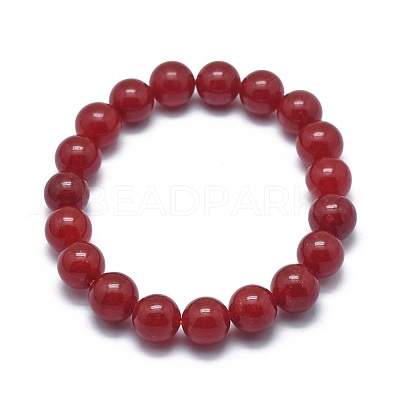 Natural Jade Bead Stretch Bracelets BJEW-K212-A-036-1