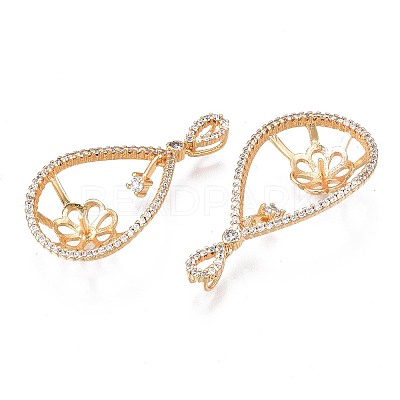 Brass Micro Pave Clear Cubic Zirconia Peg Bails Pendants KK-N232-230-1