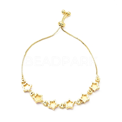 Clear Cubic Zirconia & Enamel Star with Evil Eye Links Slider Bracelet BJEW-A127-03G-1