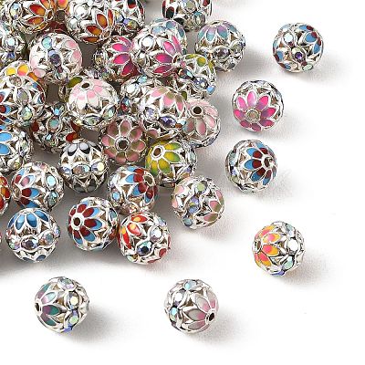 Brass & Alloy & Rhinestone Enamel Beads RB-CBA973B-11B-P-1
