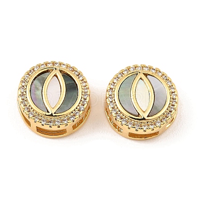 Brass Micro Pave Clear Cubic Zirconia Slide Charms KK-K342-09G-03-1