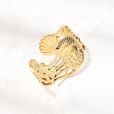 304 Stainless Steel Open Cuff Rings for Women RJEW-K313-15G-1