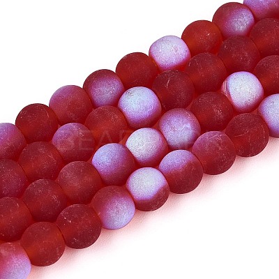 Frosted Transparent Glass Beads Strands GLAA-T032-T6mm-MBB20-1