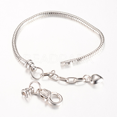 Brass European Style Bracelet Jewelry Making X-KK-S756-17cm-01P-1