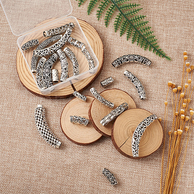 20Pcs 10 Style Tibetan Style Alloy Tube Beads TIBEB-CD0001-06AS-1