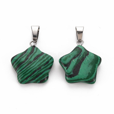 Star Dyed Synthetic Malachite Pendants G-Q367-02-1