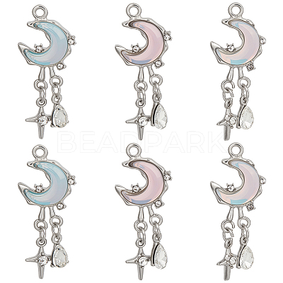 12Pcs 3 Colors Alloy Glass Pendants FIND-SC0021-07-1