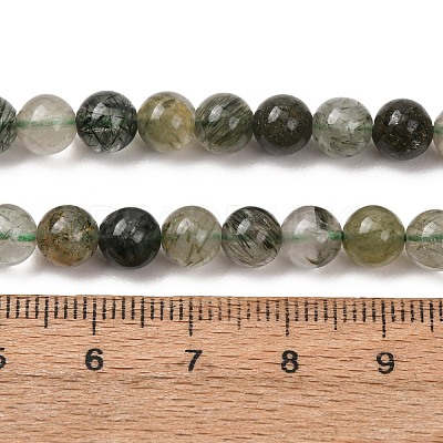 Natural Green Rutilated Quartz Beads Strands G-E561-14-6mm-1
