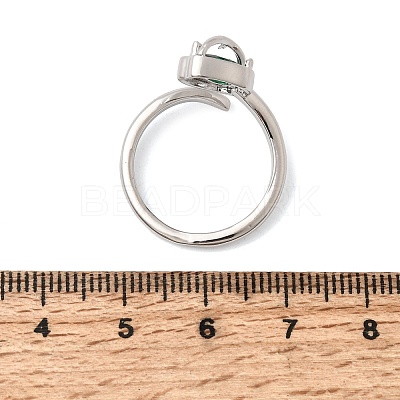 Brass Micro Pave Cubic Zirconia Cuff Open Rings for Women RJEW-L343-01P-03-1