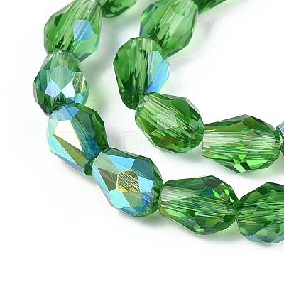 Transparent Electroplate Glass Beads Strands EGLA-N023-6x8mm-A09-1