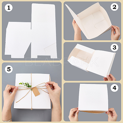 8Pcs Square Folding Kraft Paper Mailer Boxes CON-CP0001-018A-1