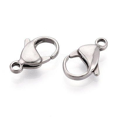 304 Stainless Steel Lobster Claw Clasps STAS-T065-17mm-34P-1