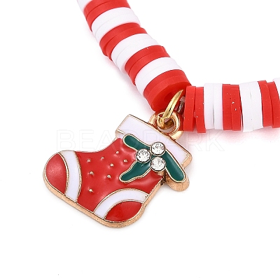 Elegant Christmas Handmade Polymer Clay Heishi Beaded Stretch Bracelets MV9996-11-1