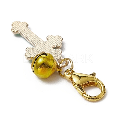 Cross Alloy Enamel Pendants Decorations HJEW-JM01075-1