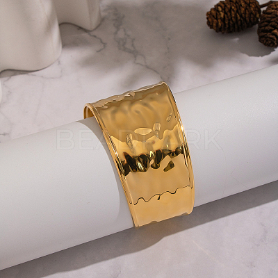 Minimalist Hammered 304 Stainless Steel Cuff Bangles PQ4514-1