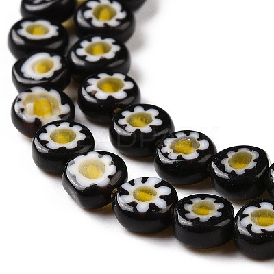 Flat Round Handmade Millefiori Glass Beads LK-R004-55-A-1