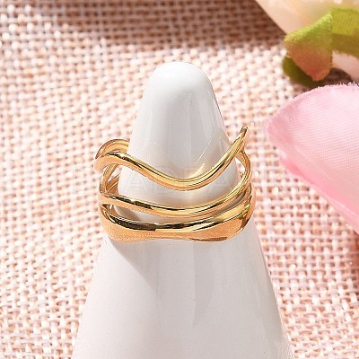 304 Stainless Steel Multilayer Open Cuff Rings for Women RJEW-Z077-01G-01-1