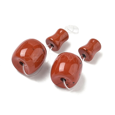 Gourd 3-Hole Natural Red Jasper Guru Beads G-F223-05-12mm-1