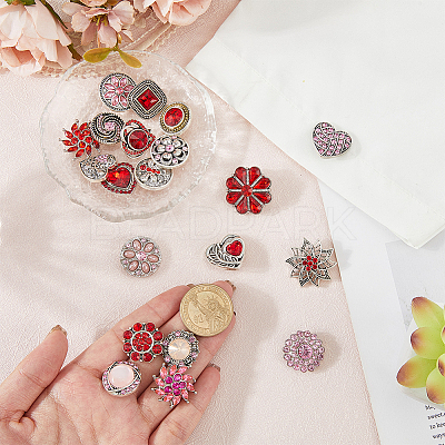 24Pcs 2 Colors Alloy Rhinestone Snap Buttons BUTT-AR0001-33-1
