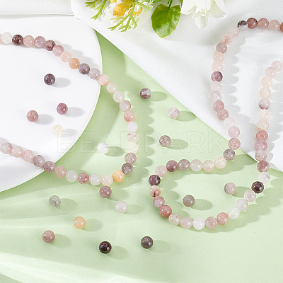 3 Strands Natural Violet Strawberry Quartz Beads Strands G-HY0001-93-1