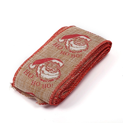 Christmas Burlap Ribbon SRIB-WH0006-15G-1