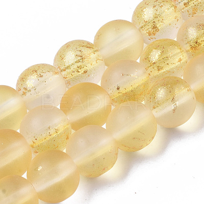 Frosted Spray Painted Glass Beads Strands X-GLAA-N035-03C-C08-1