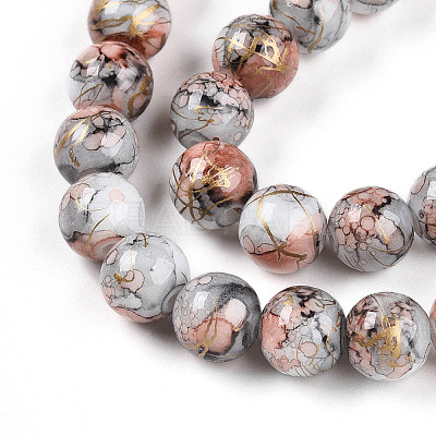 Baking Paint Glass Beads Strands DGLA-N003-10mm-B05-1