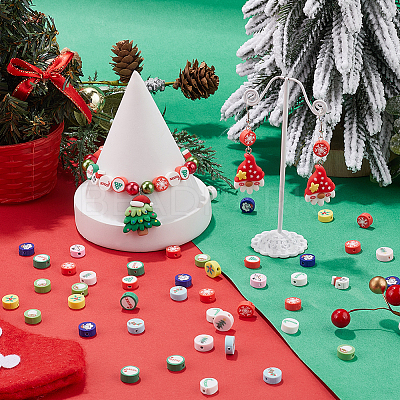 Christmas Theme 300Pcs Handmade Polymer Clay Beads CLAY-SP0001-01B-1