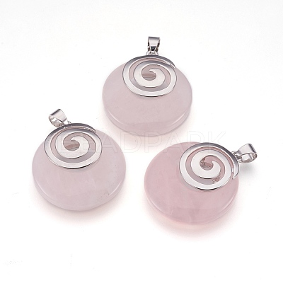 Natural Rose Quartz Pendants KK-F751-D19-1