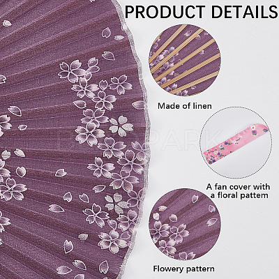 1Pc Bamboo & Silk Folding Fan AJEW-CN0003-91A-1