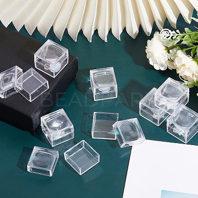 20Pcs Transparent Plastic Ring Viewer Magnifier Boxes CON-CA0001-024-1