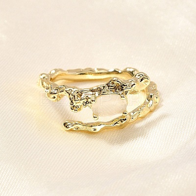 Oval Brass Cat Eye Cuff Rings for Women RJEW-U042-01G-1