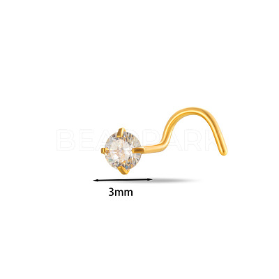 316L Surgical Stainless Steel Clear Cubic Zirconia Fishtail Nose Rings WG27769-01-1