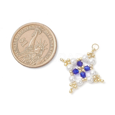 Glass Seed Beaded Star Pendants PALLOY-MZ01165-02-1