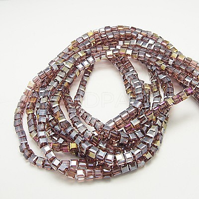Electroplate Glass Beads Strands EGLA-D018-6x6mm-81-1