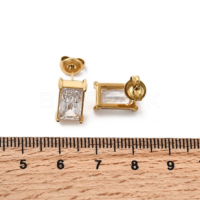 304 Stainless Steel Rhinestone Rectangle Stud Earrings X-EJEW-K268-51G-1
