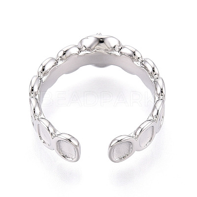 Oval Brass Cuff Ring Settings KK-T076-66P-1