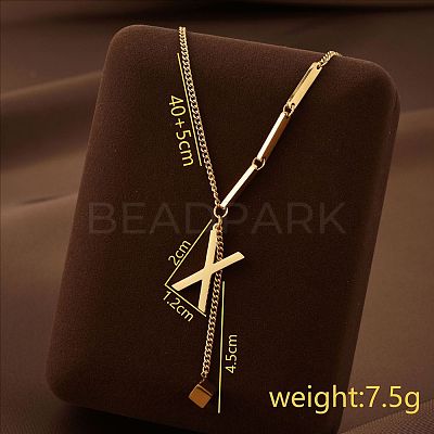 304 Stainless Steel Initial Pendant with Dice Tassel Necklaces FS-WGD823D-24-1