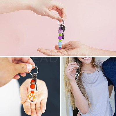 20Pcs 10 Colors Iron Bar Beadable Keychain for Jewelry Making DIY Crafts IFIN-SZ0001-37-1