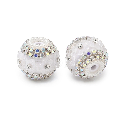 Bling Resin Rhinestone Flower Beads OACR-D310-01P-F-1