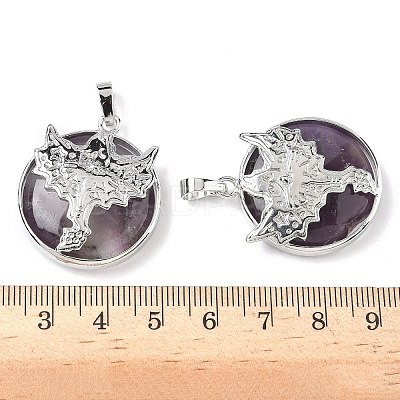 Natural Amethyst Flat Round Pendants G-G279-01P-08-1
