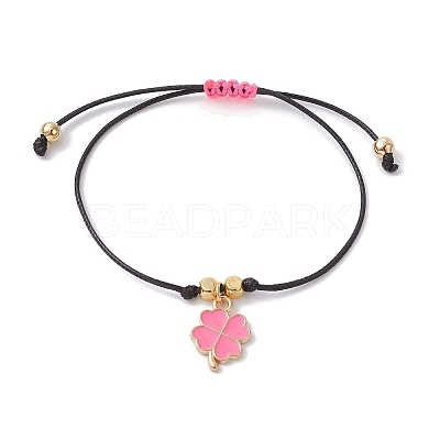 Alloy Enamel Clover Charm Bracelet BJEW-JB09962-02-1