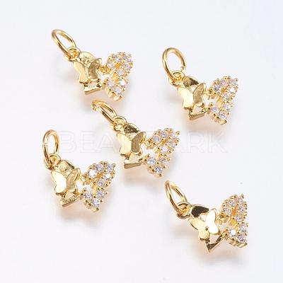Brass Micro Pave Cubic Zirconia Charms RB-I077-08G-RS-1