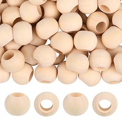 Natural Unfinished Wood Beads WOOD-PA0001-16B-1