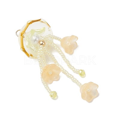 Glass Seed Beaded Jellyfish Big Pendants X-PALLOY-MZ01166-01-1