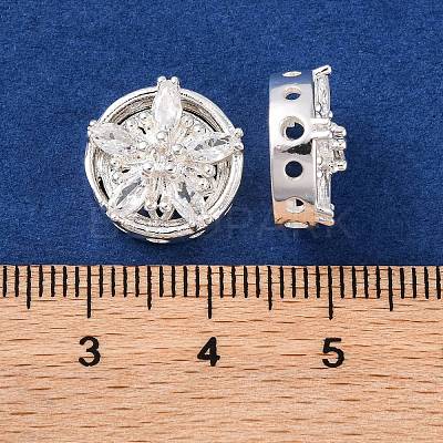 Brass Micro Pave Clear Cubic Zirconia Beads KK-S389-27S-1