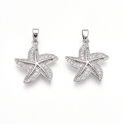 Brass Micro Pave Cubic Zirconia Pendants KK-T070-86P-1